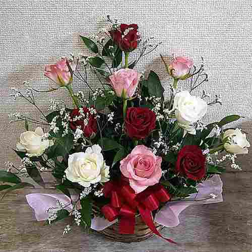 12 Mixed Rose Basket