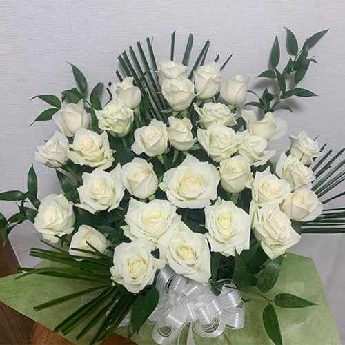 30 White Rose Basket-Flowers To Send For Sympathy Japan