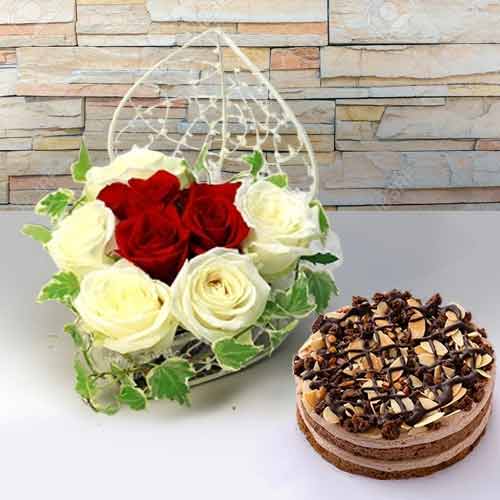 My Love Always-Valentine’s Heart Roses And Chocolate Cake For Girlfriend