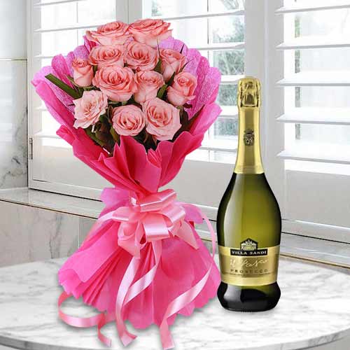 - Valentine’s Day Rose And Sparkling Wine For Her