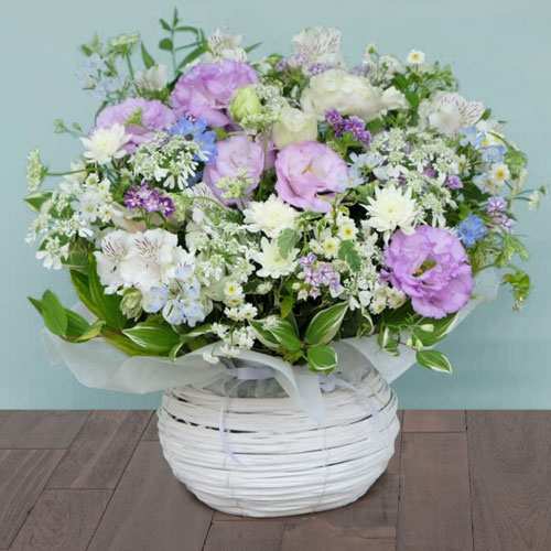 White N Blue Sympathy Arrangement-Send Sympathy Flowers And Card