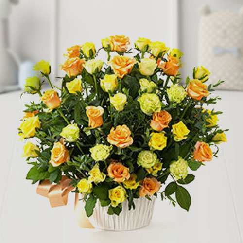 50 Orange And Yellow Rose Arrangements-Flower 50th Anniversary