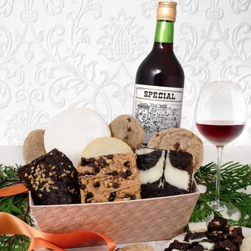 - Order Holiday Brownie And Wine Gift Hampers