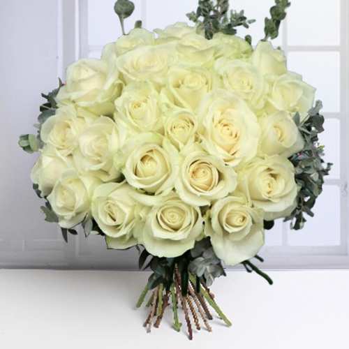 24 White Rose Arrangement-Elegant Anniversary Roses For Wife Online